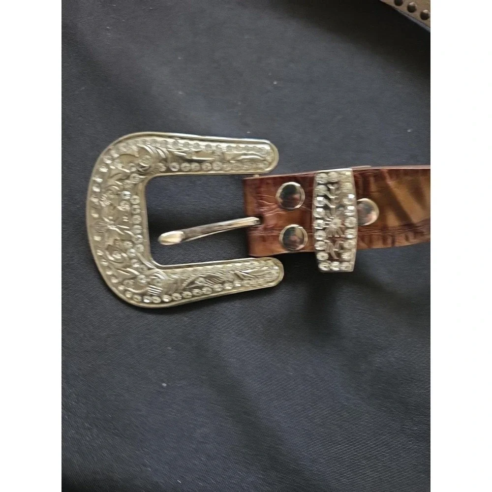 Western Genuine Leather Belt Medium-Large Rhinestone